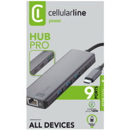 CELLULARLINE 9 PORT HUB WITH TYPE C CONNECTOR BLACK
