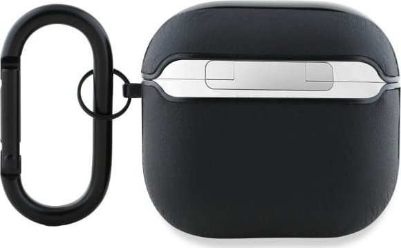 Kllëf për kufje AMG AMA4SLWK për AirPods 4, lëkurë, i zi me logo të bardhë