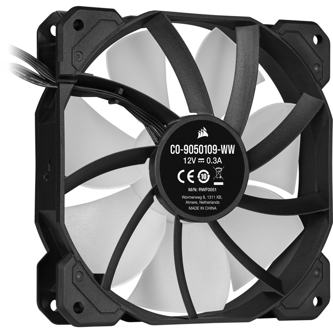 Сет вентилатори CORSAIR iCUE SP120 RGB ELITE, 120mm, PWM, 1500 RPM, црна