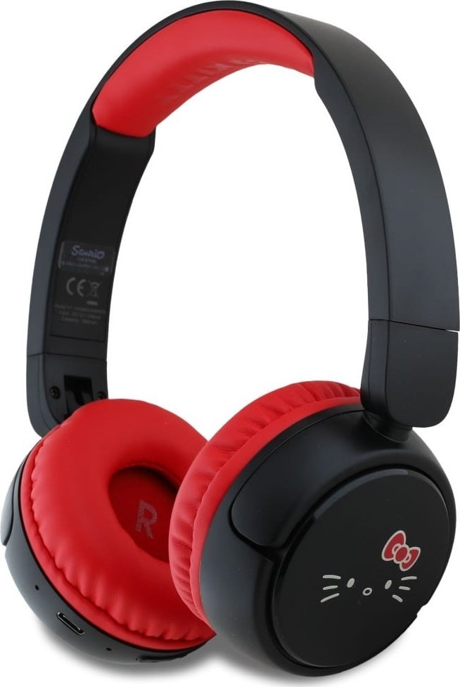Kuﬁje Bluetooth Hello Kitty HKOBHV6ROKFR, wireless, me mikrofon, të zeza me të kuqe