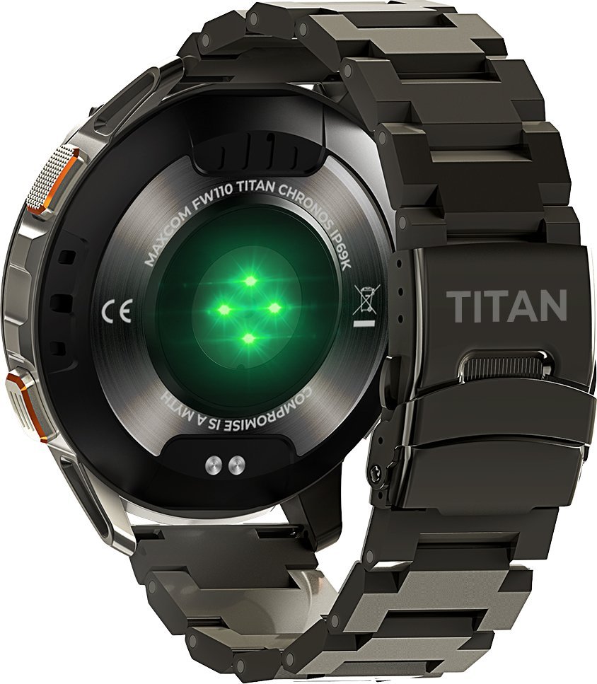 Orë inteligjente Maxcom FW110 Titan Chronos, 1.43" AMOLED, IP69K 5ATM, e zezë