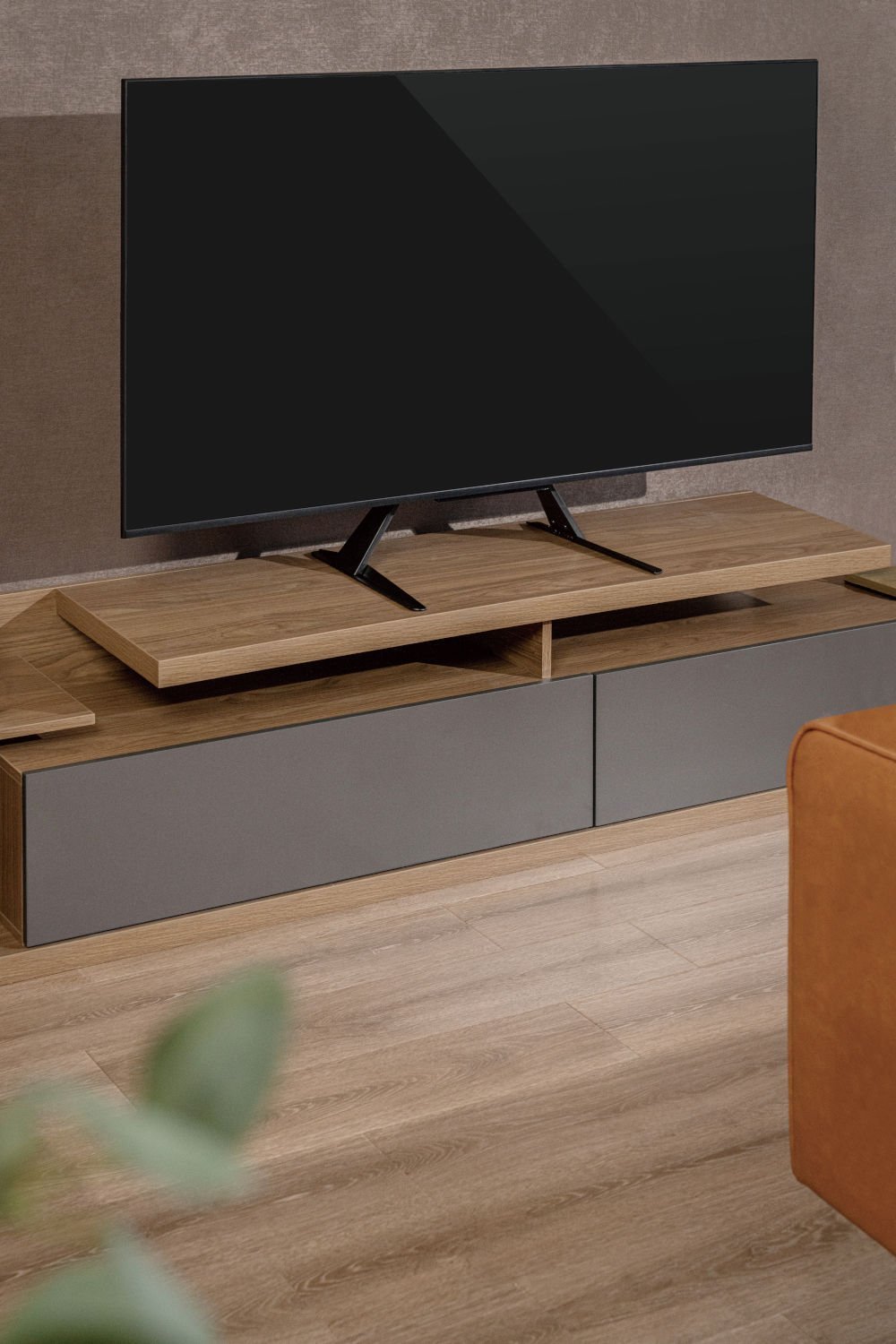 Bazë universale TV Mozos TS2, 23-75", deri 40 kg, e zezë mat