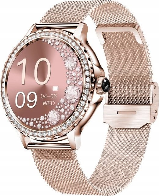 Smartwatch për gra Veltori VT320-1, ekran 1.30", Bluetooth 5.0, ar me rrip rozë