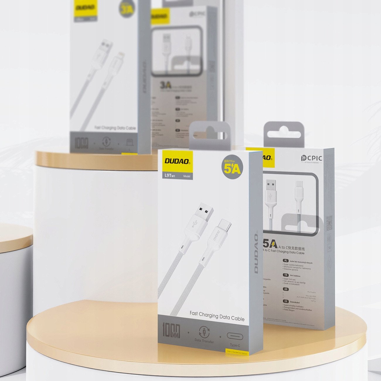 Kабел USB Dudao L9T, USB A во USB C, 5A, 1m, бел
