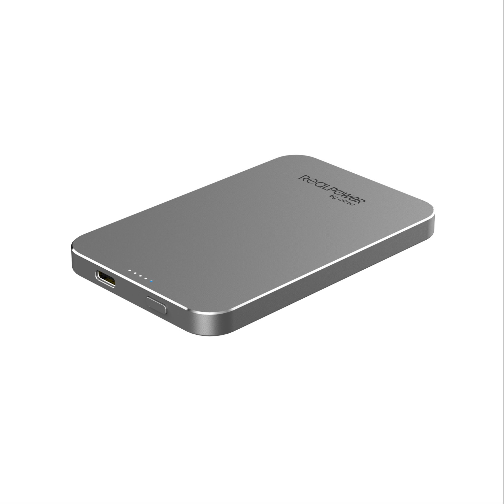 Power bank RealPower PB-5000 Mag, 5000mAh, wireless 15W, magnetik, gri