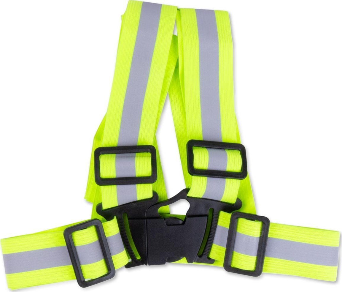 Jeletë reflektuese AMiO, rripa elastikë të rregullueshëm, për biçikletë, jeshile neon