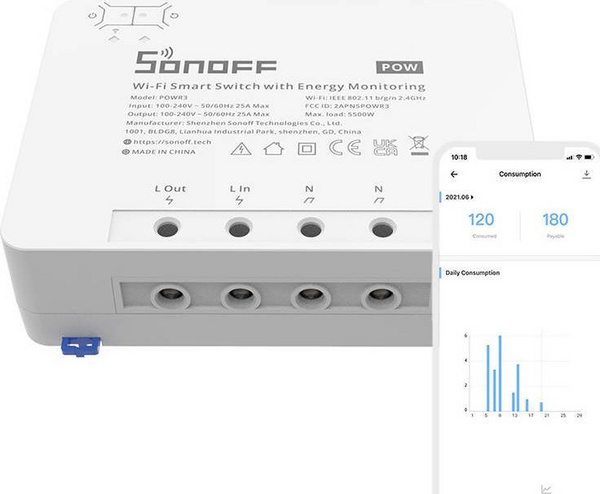 Ndërprerës Sonoff POWR3 High Power Smart
