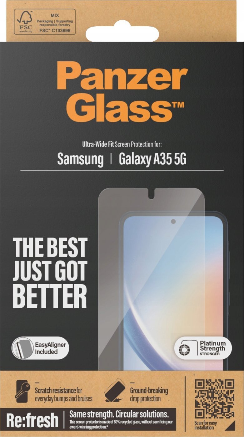 Mbrojtës ekrani PanzerGlass Samsung Galaxy A35 5G, Ultra-Wide Fit, transparent