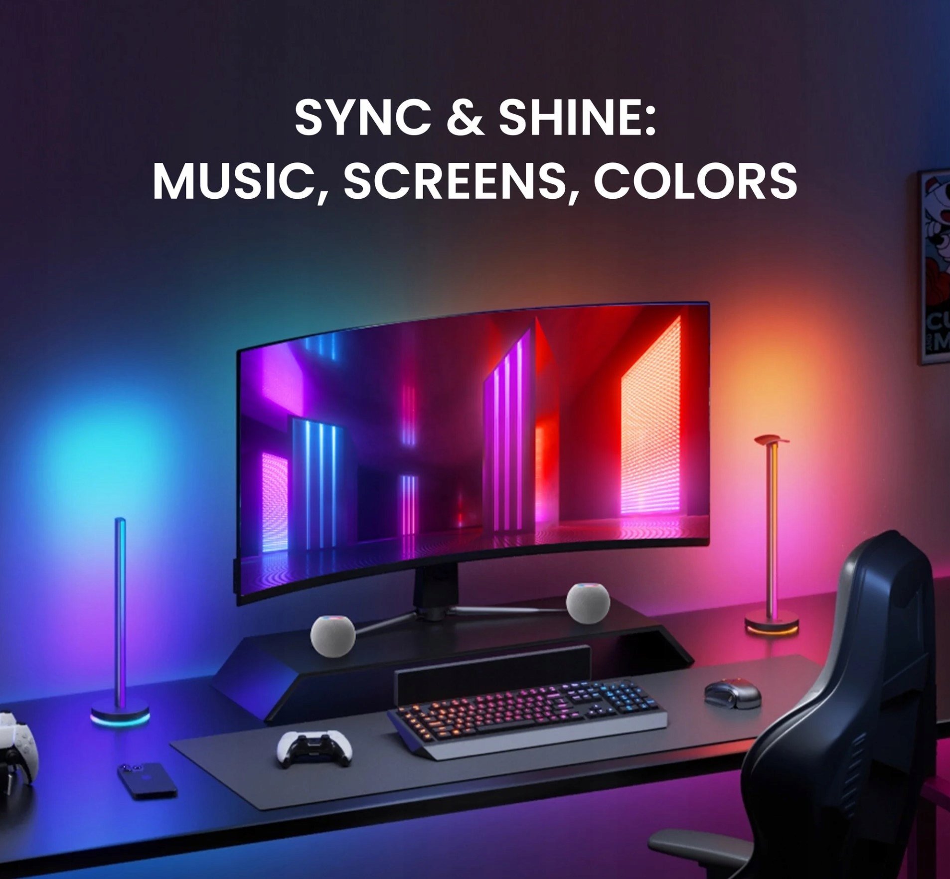 Llambë tavoline Yeelight Beam RGBIC, dritë shumëngjyrëshe, përputhshmëri HomeKit Google Alexa, e zezë