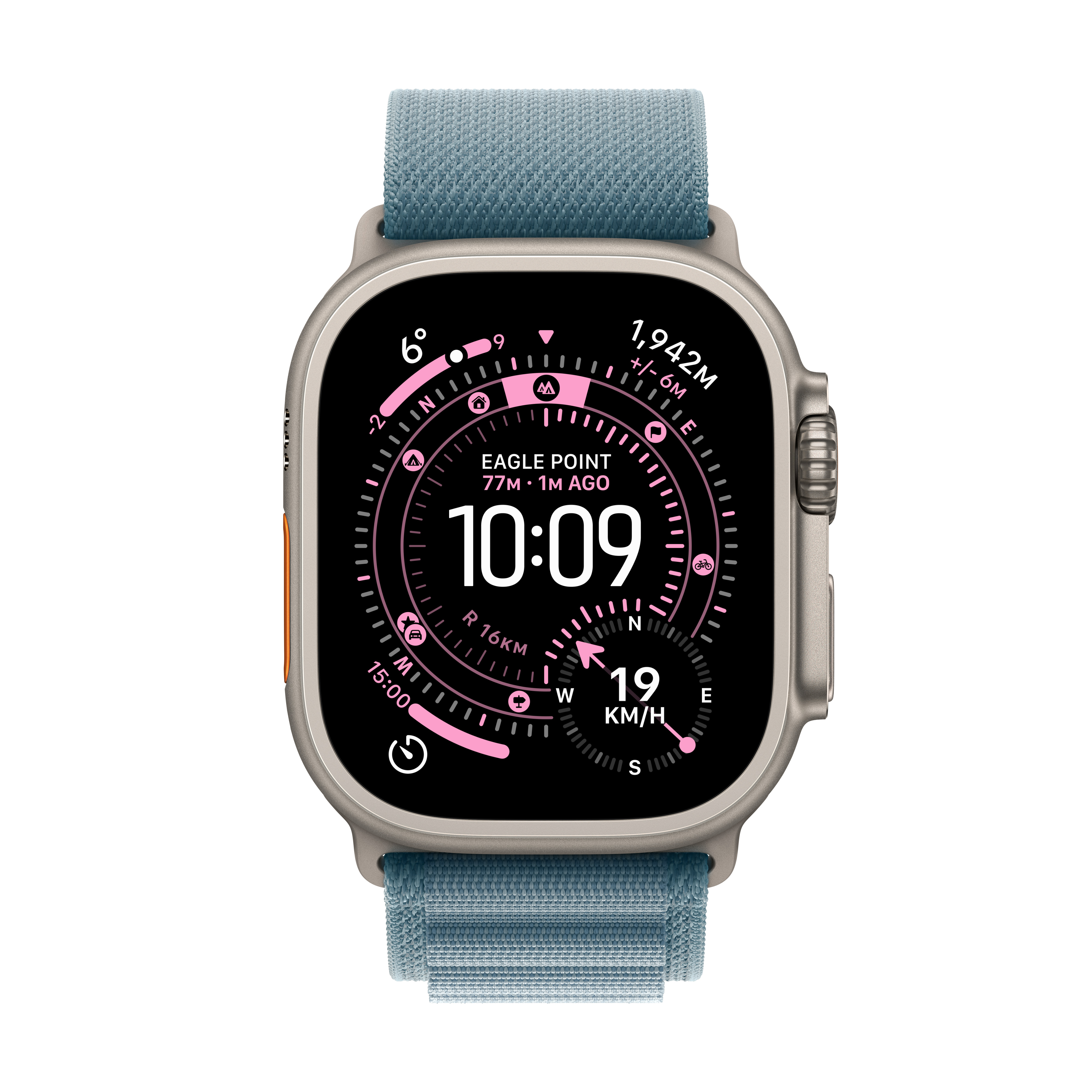 Apple Watch Ultra 3 Cellular 49mm Natural Titanium Case with Light Blue Alpine Loop, Medium