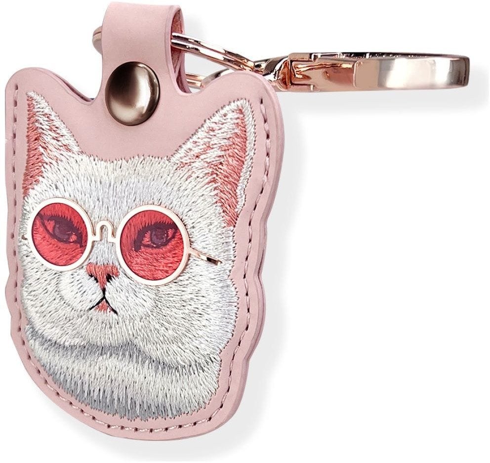 Mbajtëse tracker Nimmy Case Locatorr Glasses Cool Cat, për AirTag, rozë