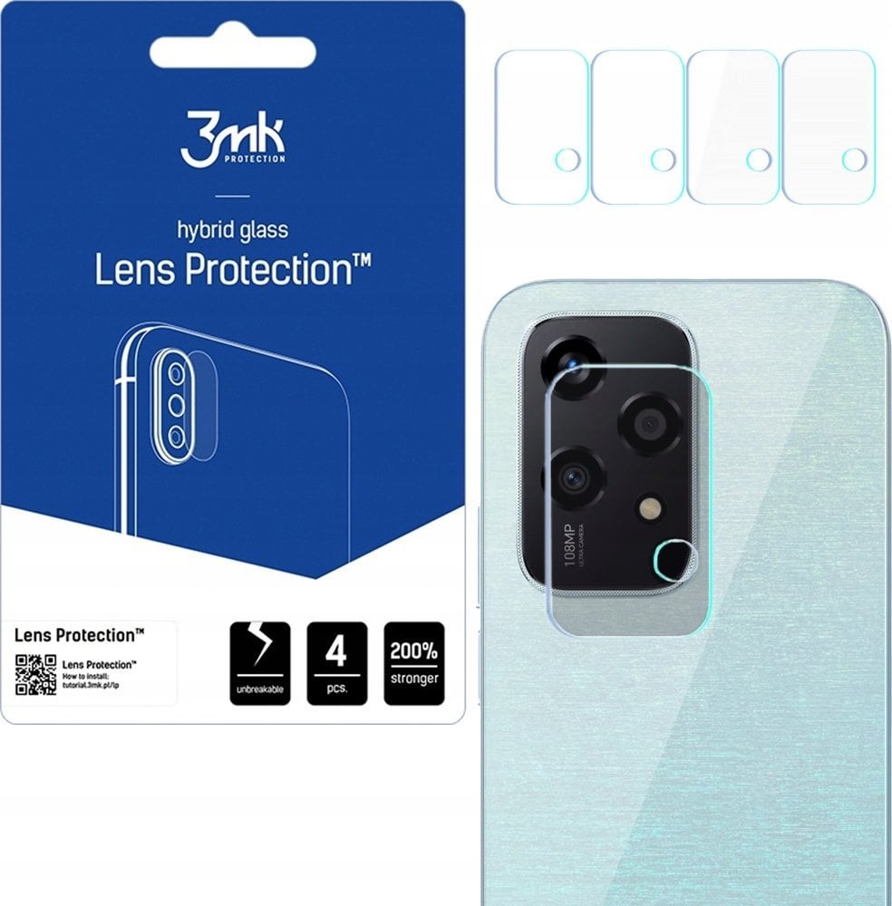 Mbrojtëse lente 3MK Honor 200 Lite, xham hibrid, set 4 copë, transparente