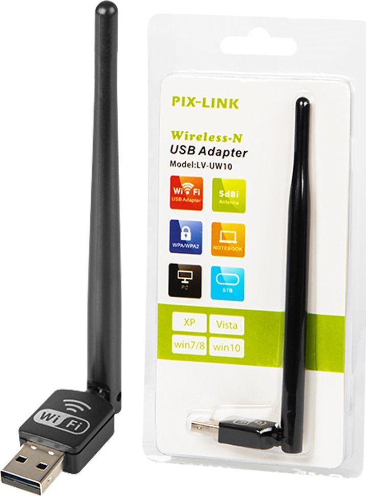 Adapter WiFi USB me antenë, 150 Mbps, 2.4 GHz, i zi