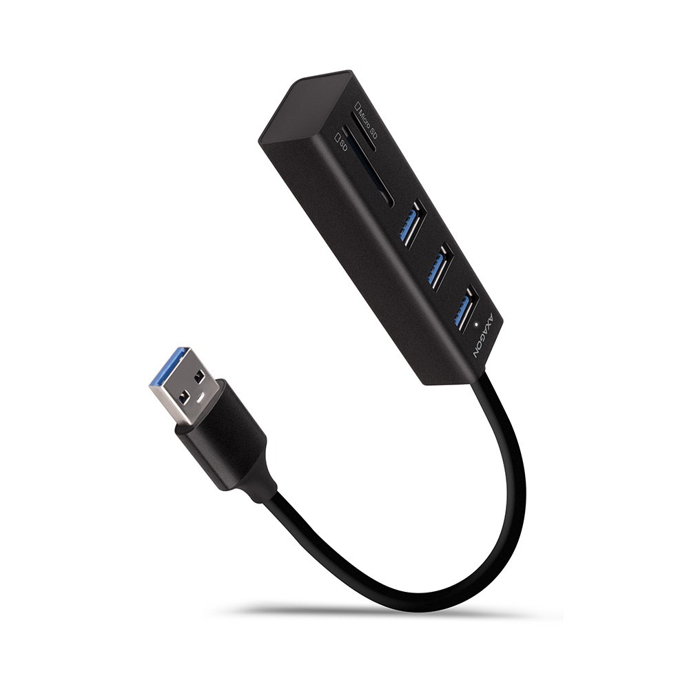 USB Hub AXAGON HMA-CR3A, 3x USB-A + SD/microSD, e zezë