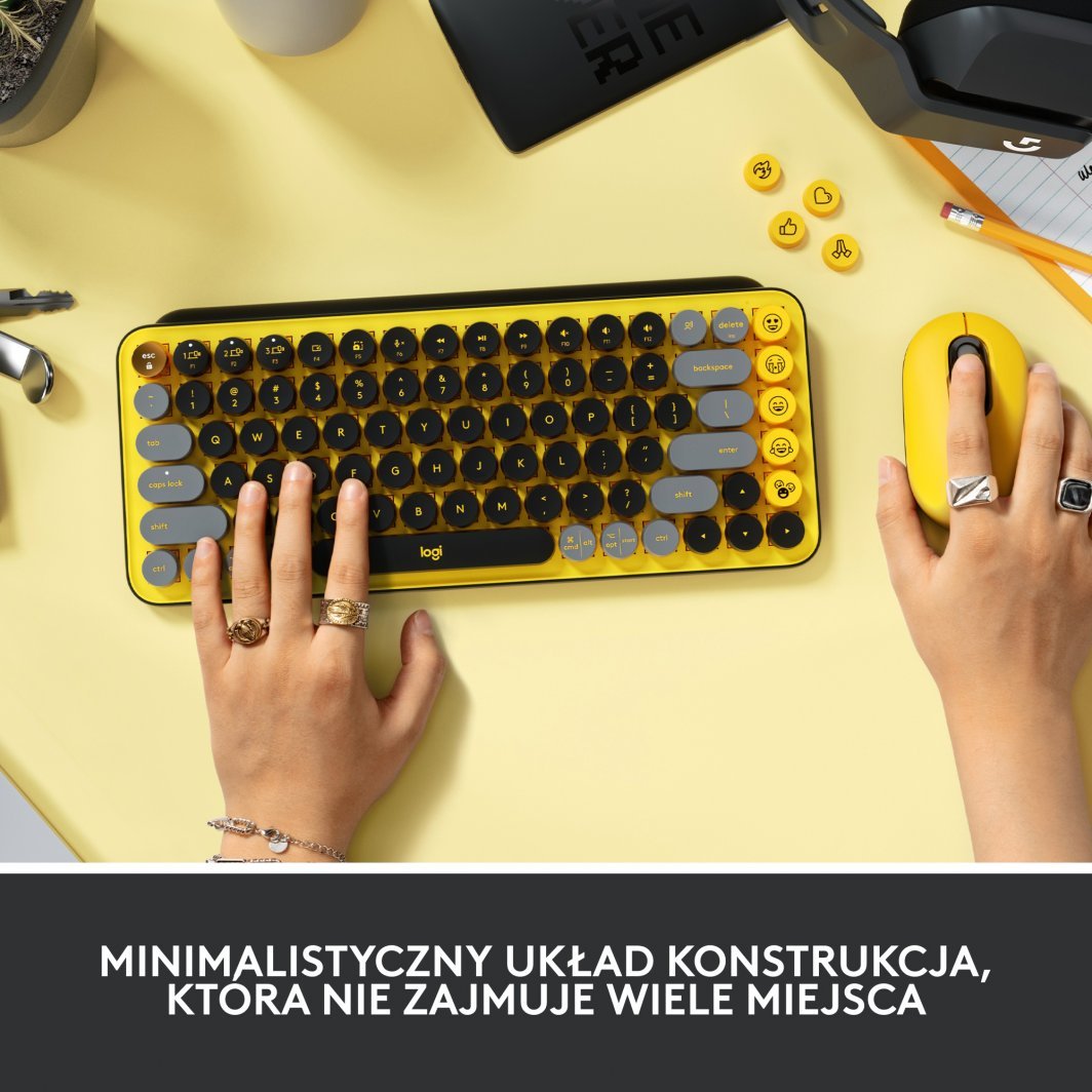 Tastierë Logitech POP Keys (920-010735), e zezë/ verdhë