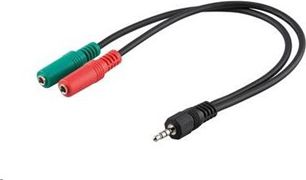 Adapter audio PremiumCord, Jack 3.5mm në 2x Jack 3.5mm, 0.15m, i zi