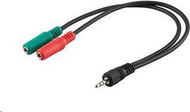Adapter audio PremiumCord, Jack 3.5mm në 2x Jack 3.5mm, 0.15m, i zi