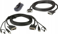 Kabllo KVM ATEN 2L-7D02UDX3, DVI-D Dual Link, USB audio, 1.8m, e zezë