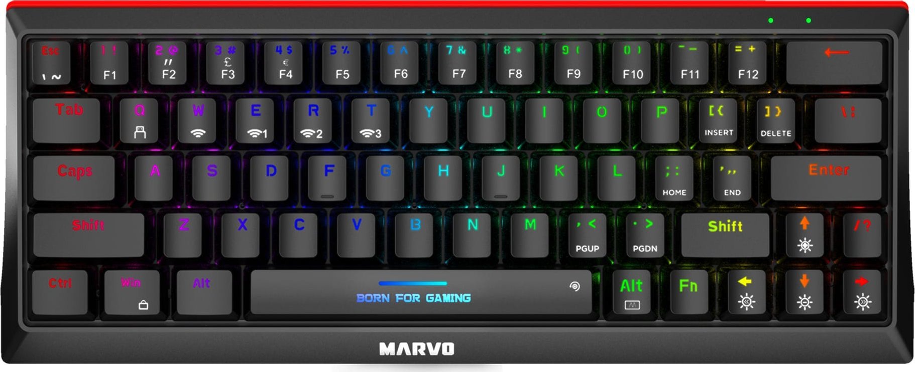 Tastierë gaming Marvo HECATE 61WR, tri-mode, mekanike me ndriçim rainbow, e zezë