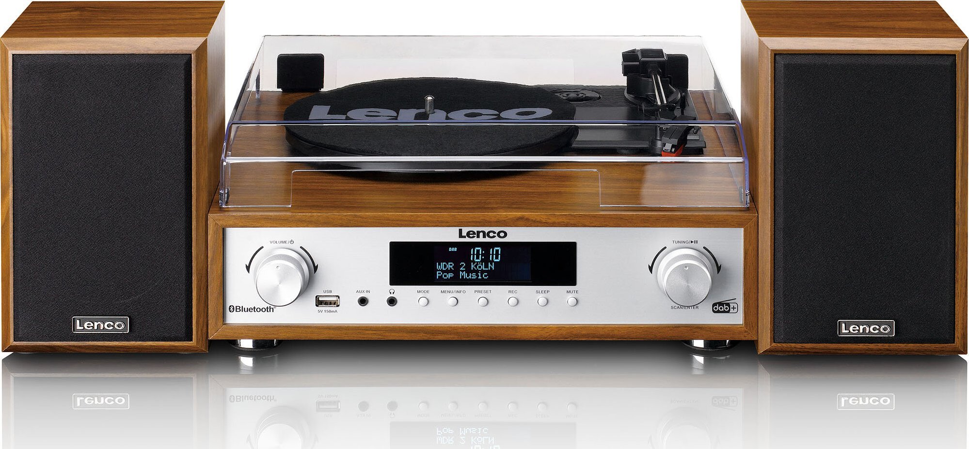 Sistem muzikor Lenco MC-160WD, HiFi kompakt, DAB+ FM Bluetooth, dru