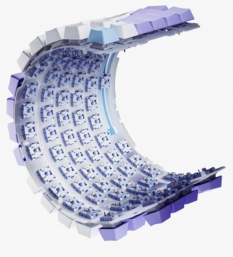 Tastierë mekanike AJAZZ AK820 Pro, tri-mode, RGB, e bardhë lejla blu