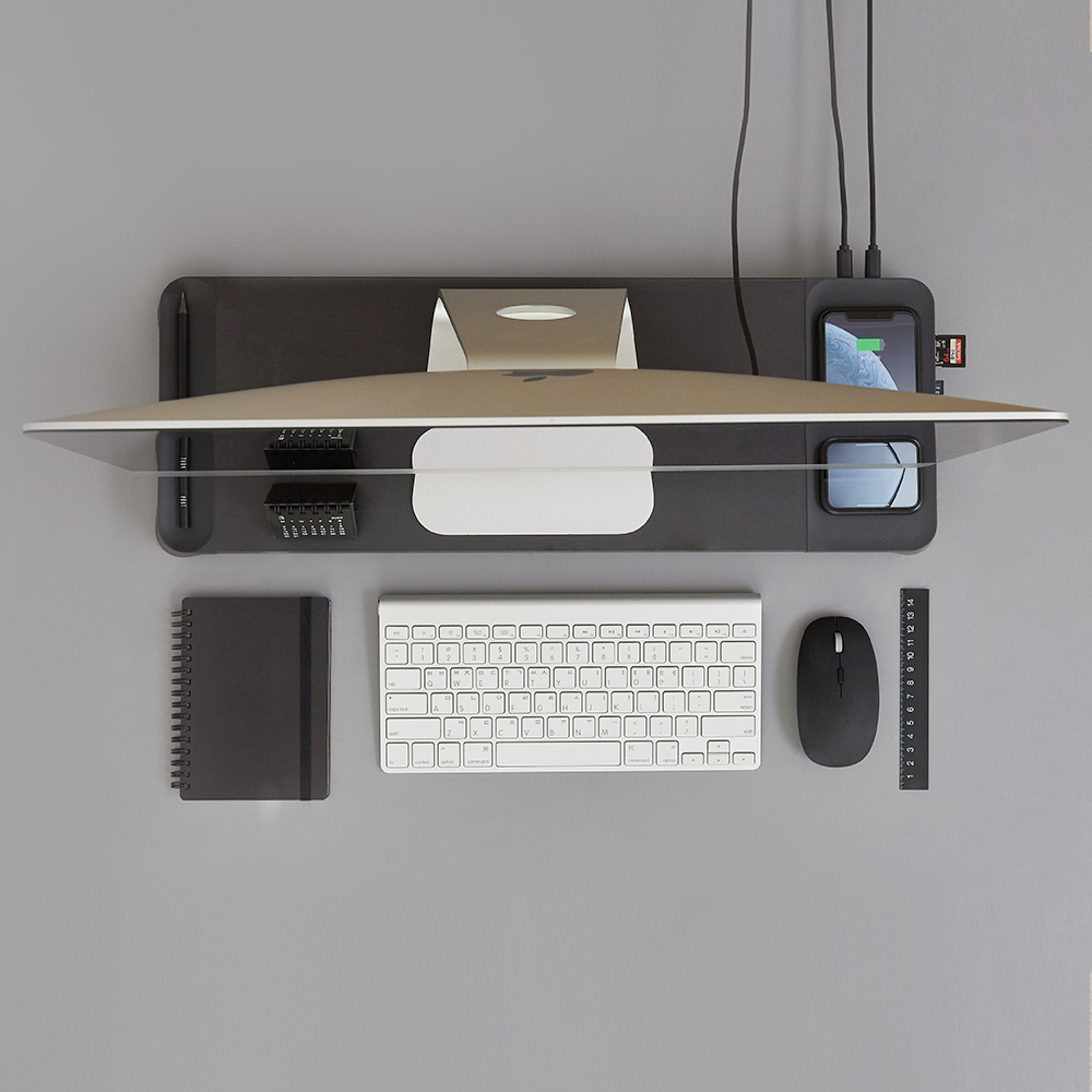Mbajtëse monitori POUT EYES8 3-në-1, karikim wireless, e zezë