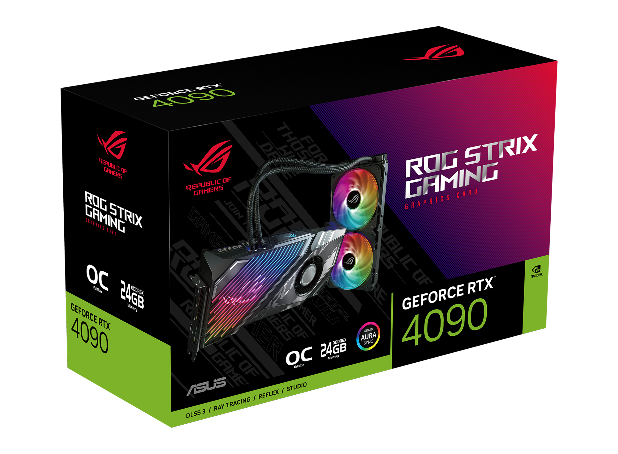 Kartë grafike ASUS ROG Strix LC RTX 4090 O24G Gaming, 24GB GDDR6X, ftohje me ujë, e zezë
