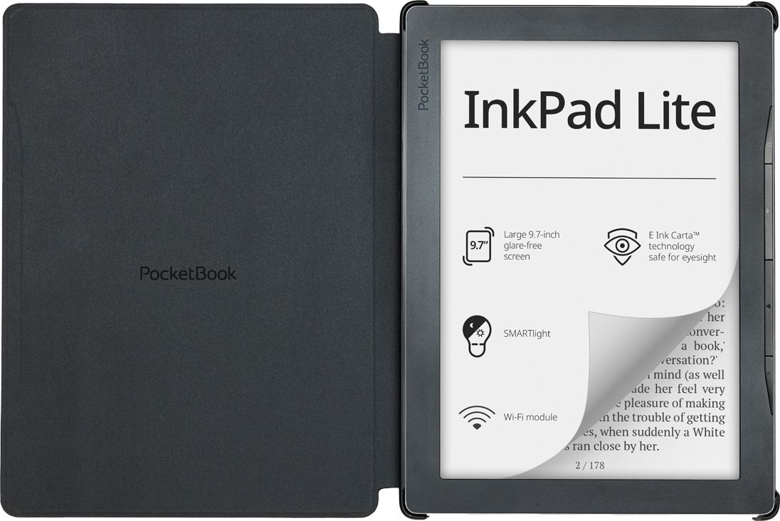 Навлака PocketBook InkPad Lite, со магнетен капак, функција sleep awake, црна