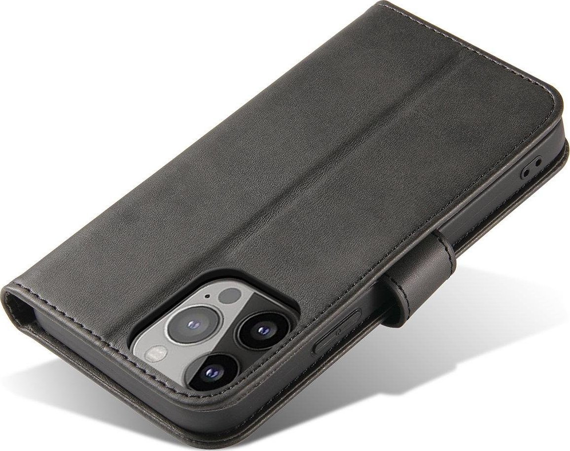 Këllëf magnetik Hurtel për TCL 305i, me kapak, me portofol dhe stand, i zi