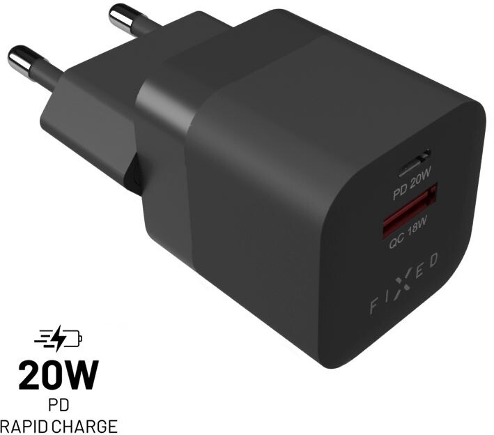 Karikues FIXED Mini me USB-C + USB-A, PD & QC 3.0, 20W, i zi