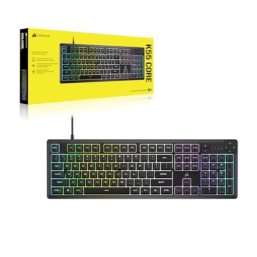 Tastierë gaming Corsair K55 Core RGB, me kabllo USB 2.0, 110 taste, e zezë