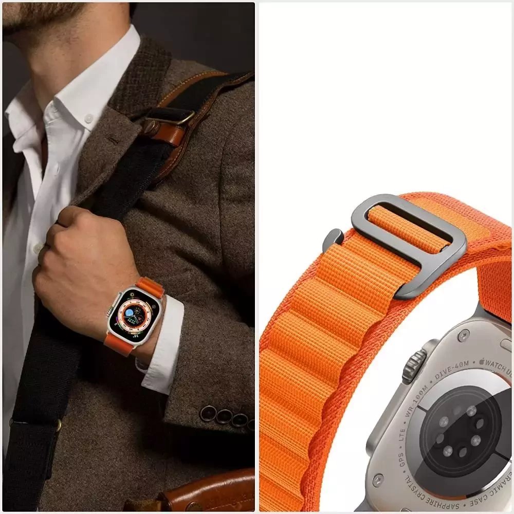 Rrip ore Tech-Protect Nylon Pro Apple Watch 42 44 45 49 mm, najlon, portokalli