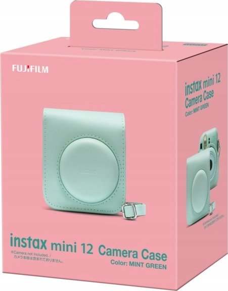 Kuti mbrojtëse për kamera Fujifilm Instax Mini 12, me rrip shpatulle, mint e gjelbër