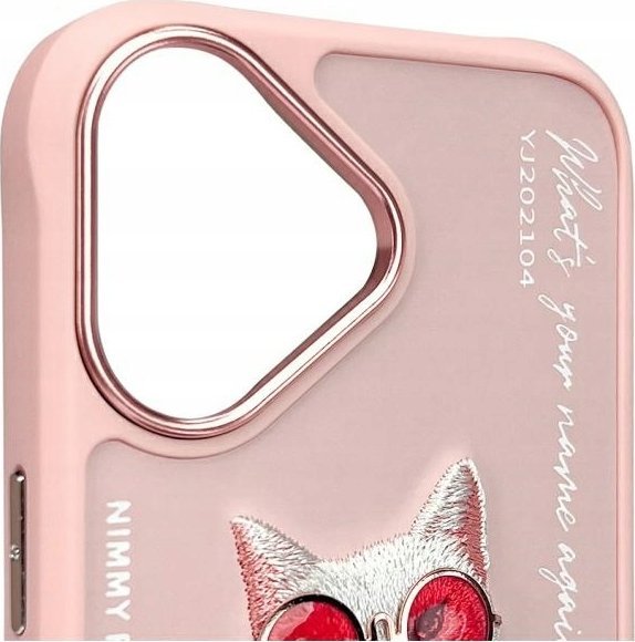 Futera telefoni Futera për iPhone 16 6.1", dizajn mace Nimmy Glasses, ngjyrë rozë