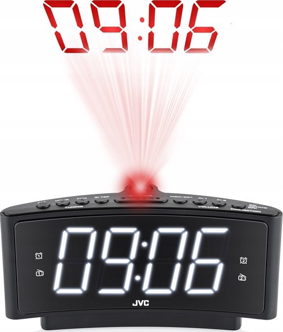 Radio orë JVC RA-E314B, projekcion ore, alarm i dyfishtë, e zezë