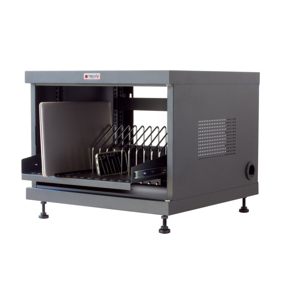 Kabinet karikues Techly 367652, 14 laptopë, 16 dalje AC, gri