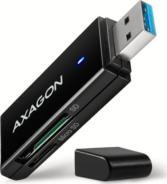 Lexues kartelash Axagon CRE-S2N, USB 3.2 Gen 1, SD dhe microSD, i zi