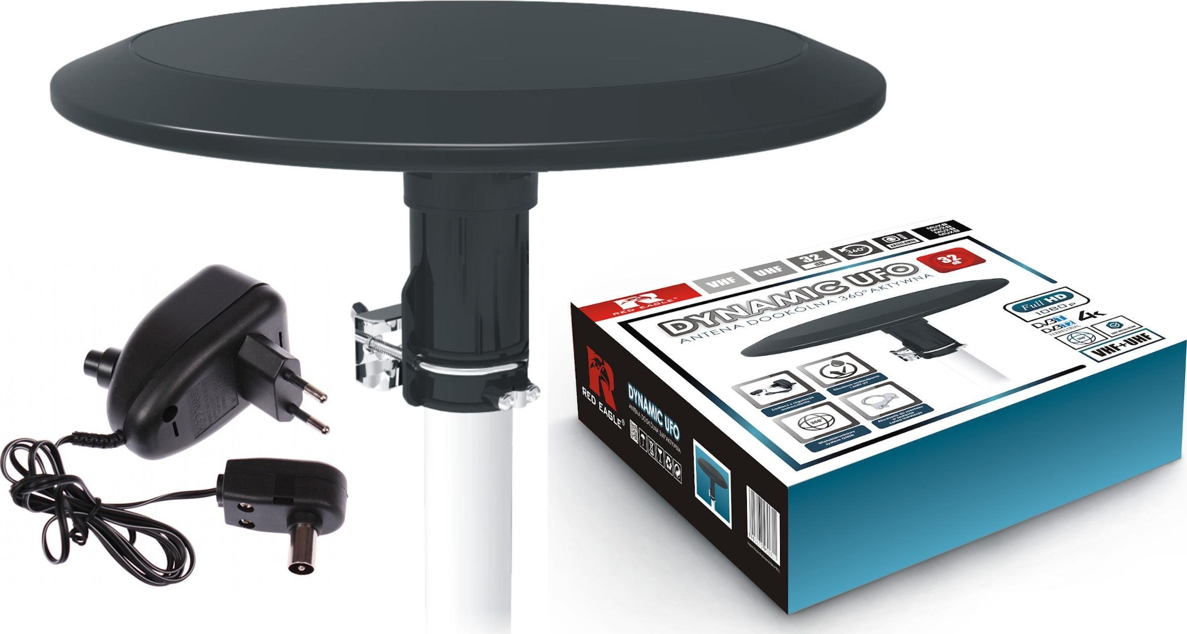 Antena RTV Opticum RED EAGLE Dynamic UFO, omnidireksionale, aktive, e bardhë