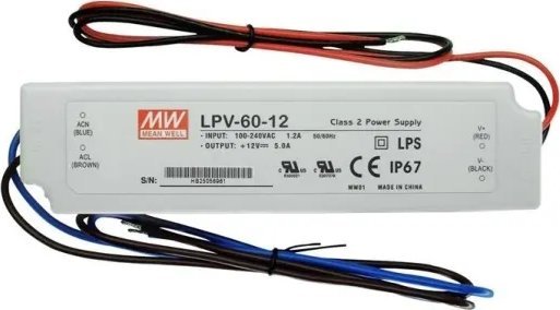 Furnizues energjie për LED Synergy 21 Meanwell LPV-60-12, 12V, 60W, i bardhë