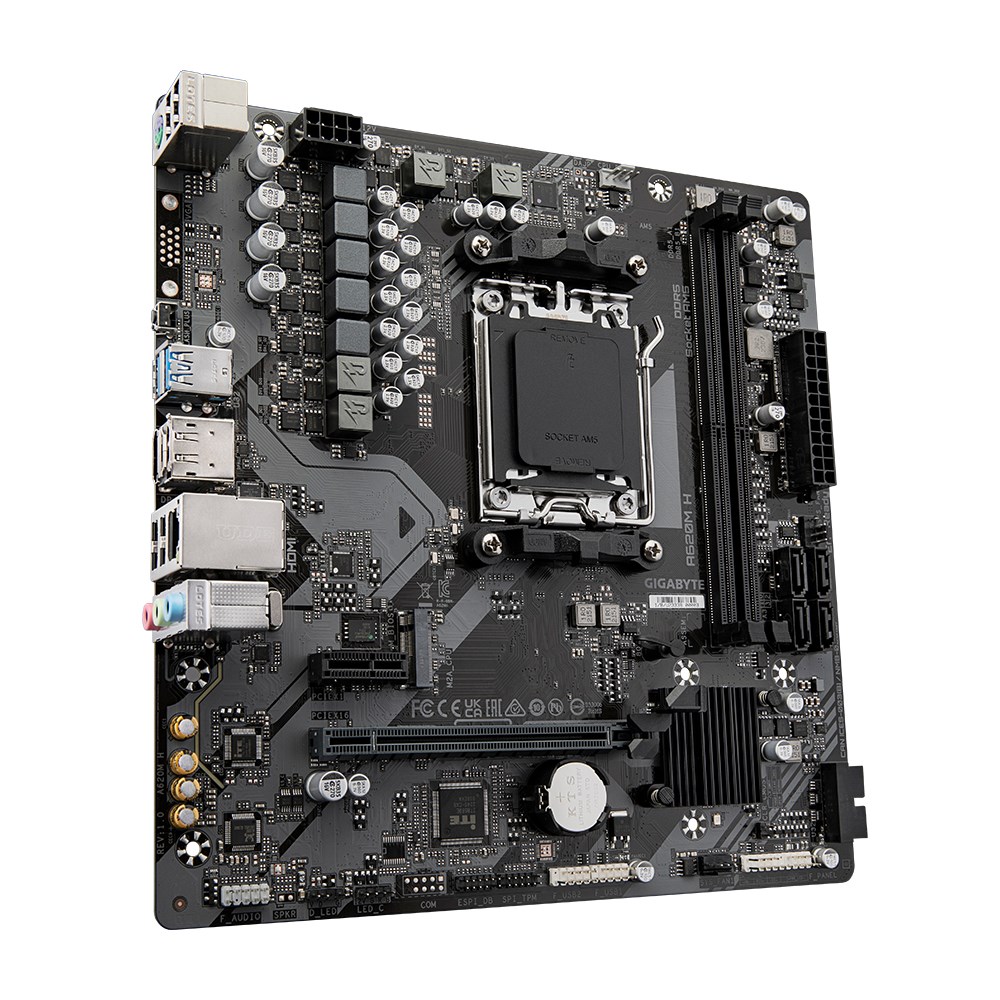 Pllakë amë GIGABYTE A620M H, AMD Ryzen 8000 CPUs, 5+2+2 Digital VRM, 7200MHz DDR5 (OC), 1xPCIe 4.0 M.2, GbE LAN, USB 3.2 Gen 1