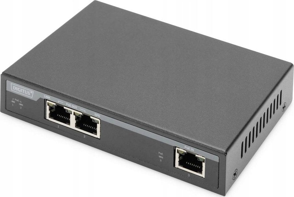 Zgjatues PoE Digitus DIGITUS 2-Port Gigabit 4PPoE, 60W, 802.3af/at/bt, gri