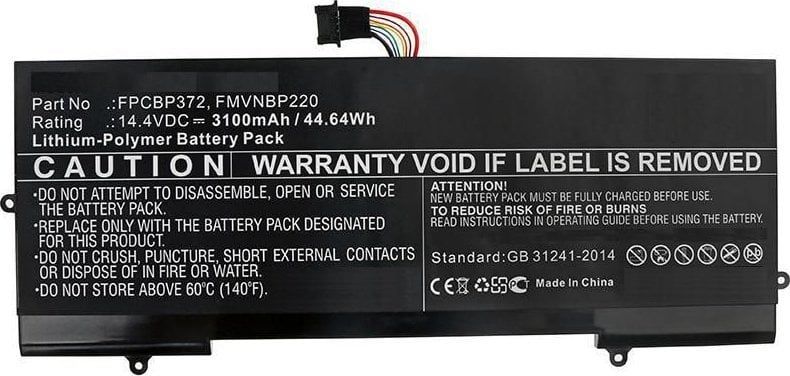 Bateri laptopi CoreParts për Fujitsu Lifebook U77, 45Wh, 14.4V, e zezë