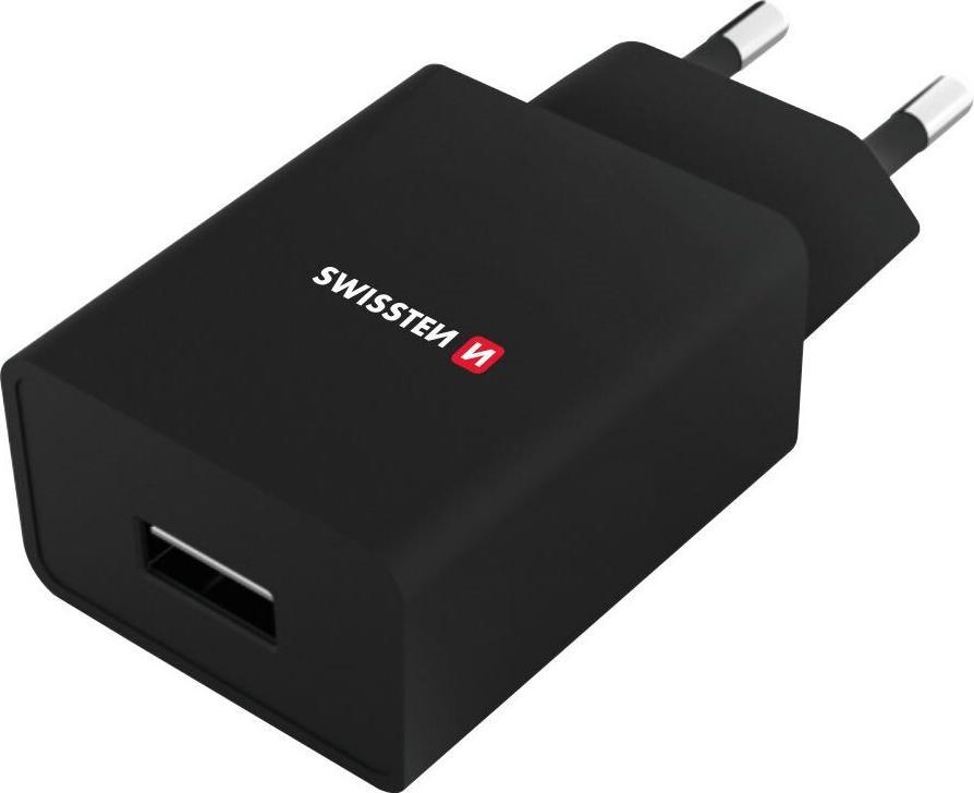Karikues muri Swissten Power Adapter Smart IC, 5W, 1x USB 1A me kabllo MicroUSB 1.2m, i zi