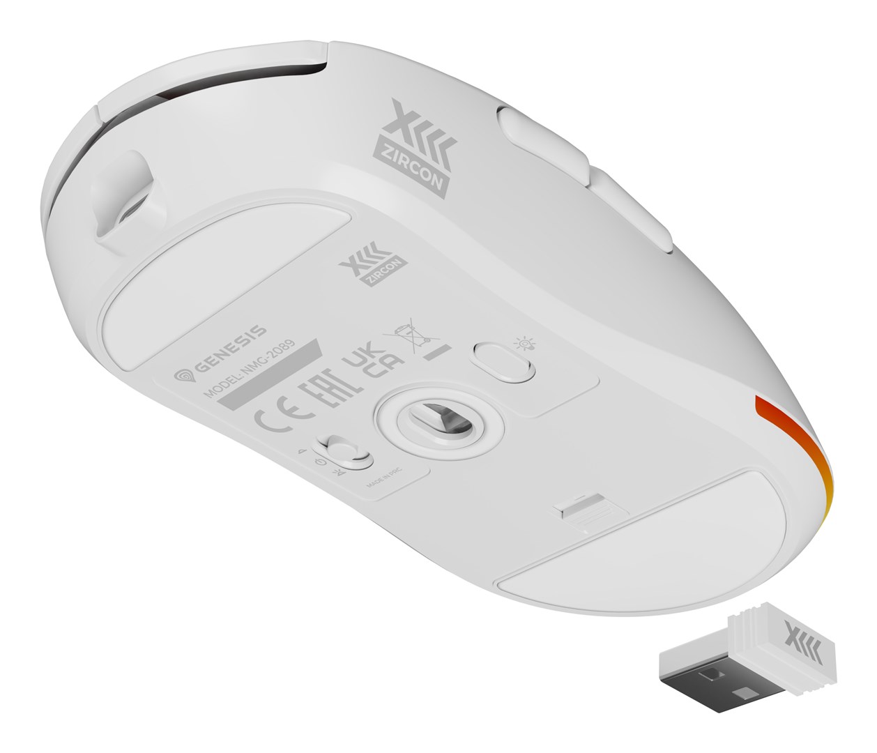 Maus Genesis Zircon XIII, Wireless dhe USB-C, 26000 DPI, i bardhë