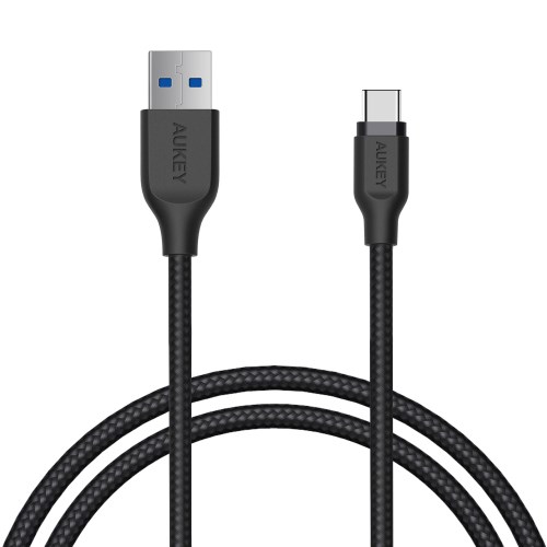 Kabllo Aukey, USB A / USB C, 1.2 m, e zezë
