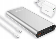 Powerbank RealPower PB-20000PD, 20000mAh, Quick Charge 3.0, alumini argjendtë