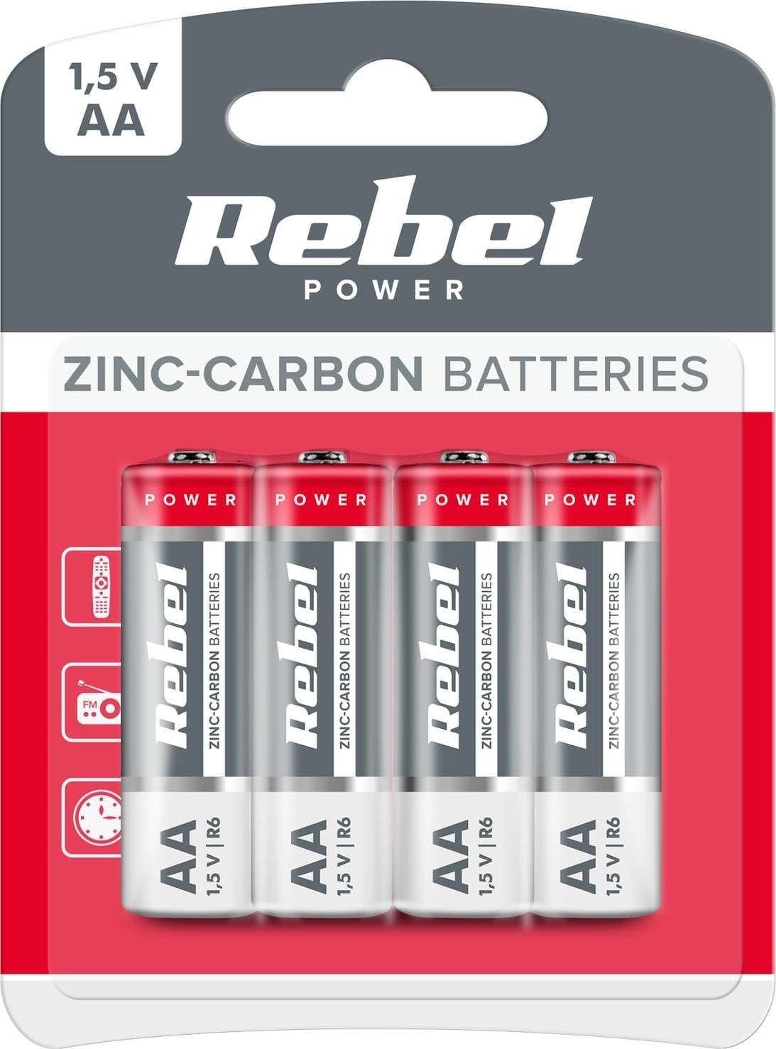 Bateri AA Rebel Greencell R6, 1.5V, paketim 4 copë