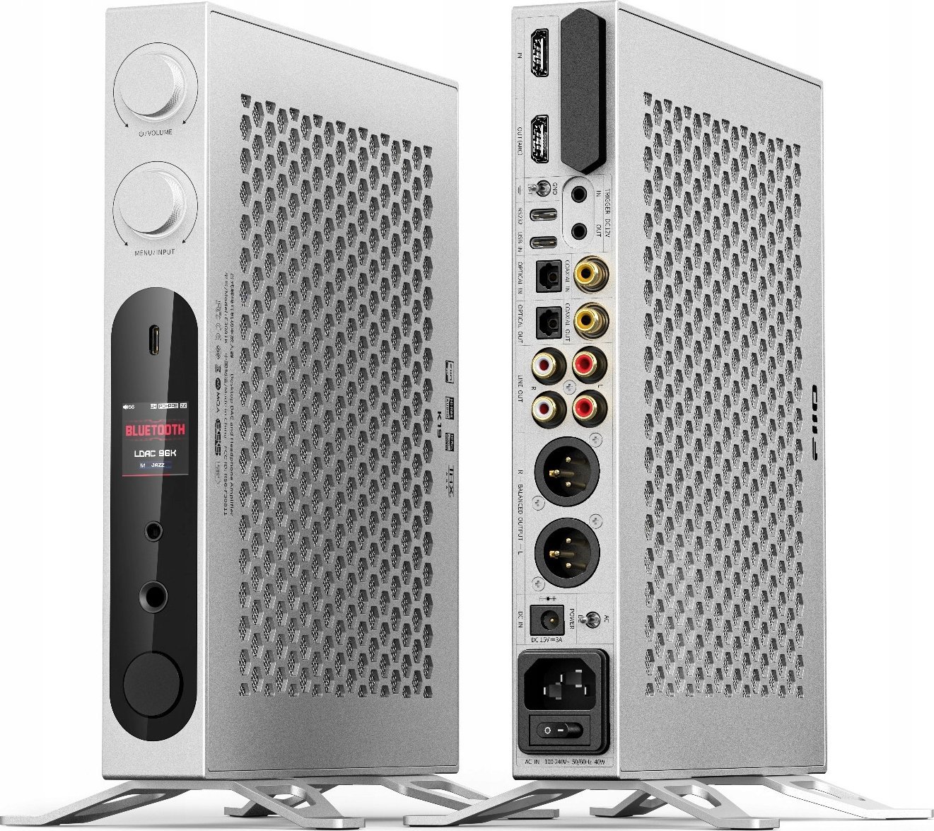 Amplifikator kufjesh FiiO K19, Hi-Fi DAC me preamp, desktop, argjendtë