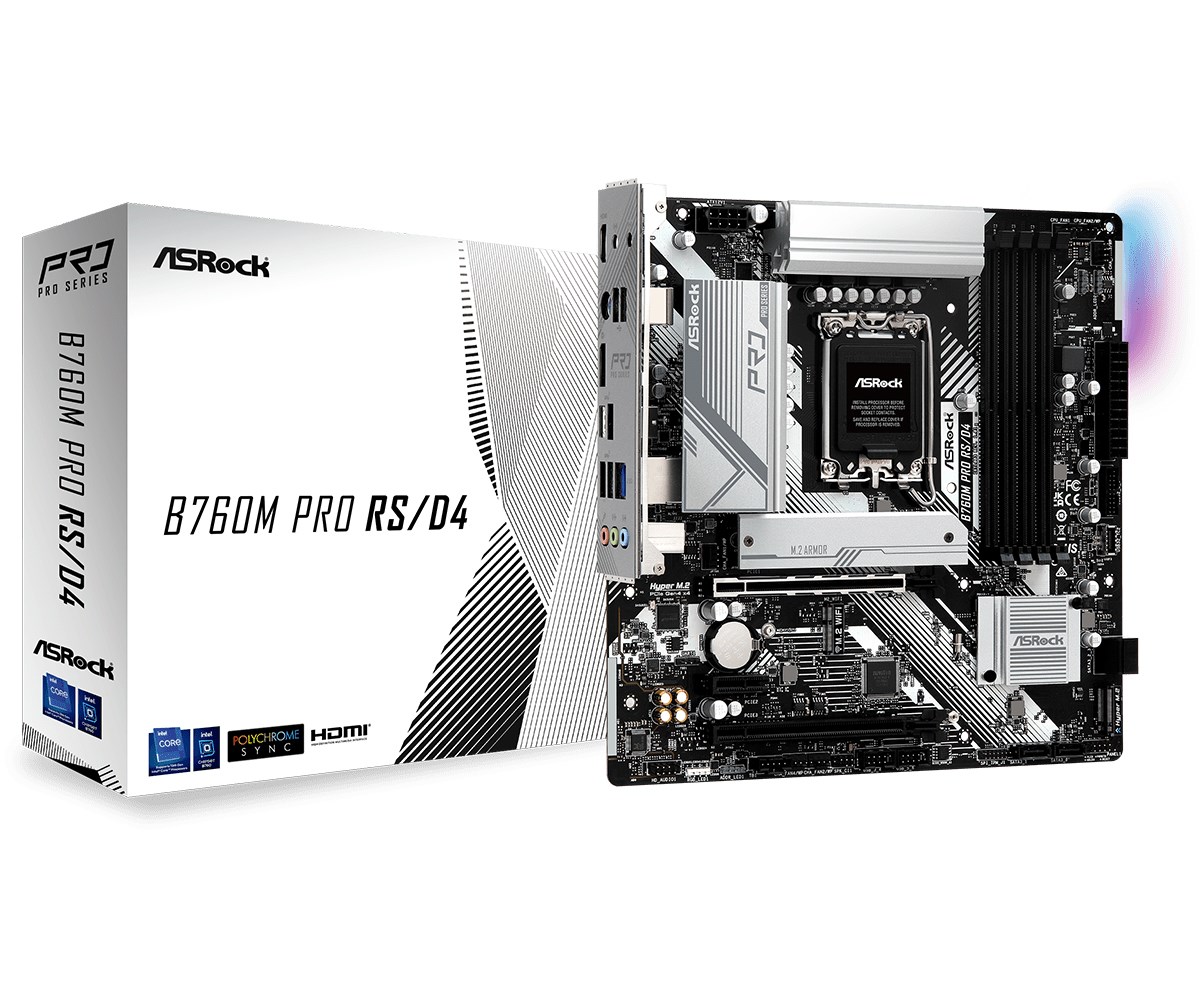 Pllakë amë Asrock B760M PRO RS/D4 Intel B760 LGA 1700 micro ATX