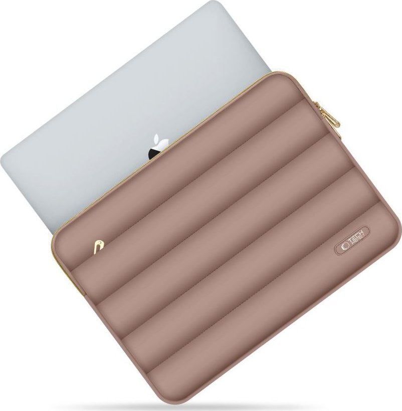 Çantë laptopi Tech-protect Puffy, 13-14", set me çantë aksesorësh, ngjyrë walnut